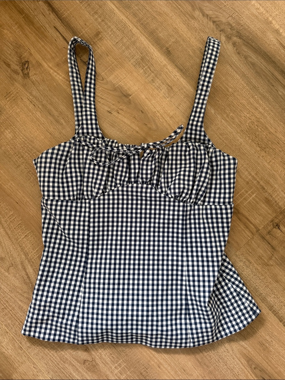 Zara Navy and White Gingham Camisole